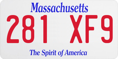 MA license plate 281XF9
