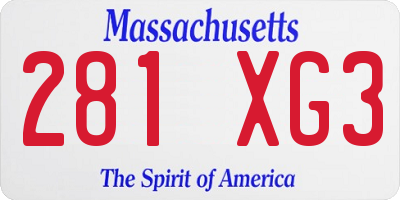MA license plate 281XG3