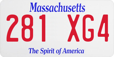 MA license plate 281XG4