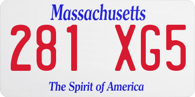 MA license plate 281XG5