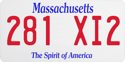 MA license plate 281XI2