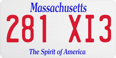 MA license plate 281XI3