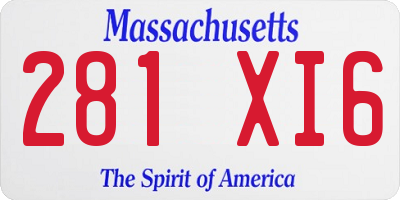 MA license plate 281XI6