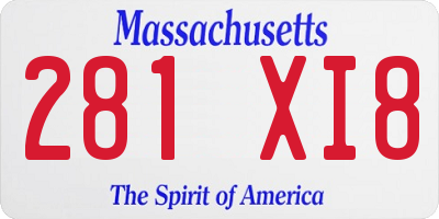 MA license plate 281XI8