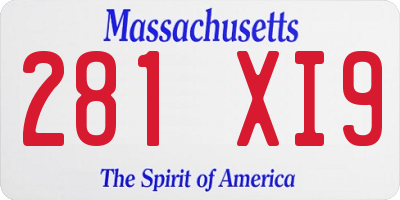 MA license plate 281XI9