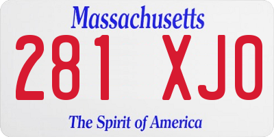MA license plate 281XJ0