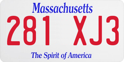 MA license plate 281XJ3