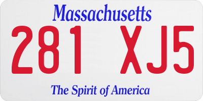 MA license plate 281XJ5