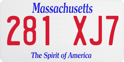 MA license plate 281XJ7