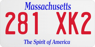 MA license plate 281XK2