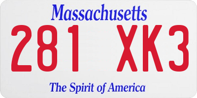 MA license plate 281XK3