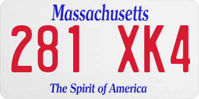 MA license plate 281XK4