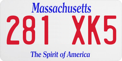 MA license plate 281XK5
