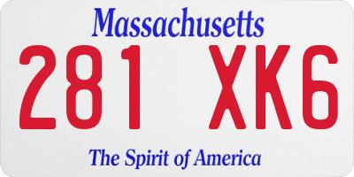 MA license plate 281XK6