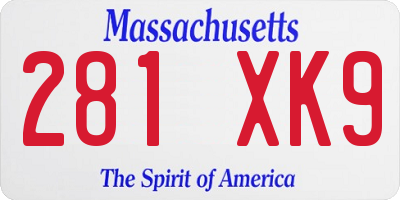 MA license plate 281XK9