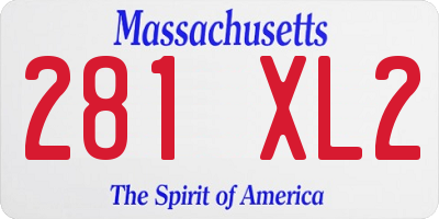MA license plate 281XL2
