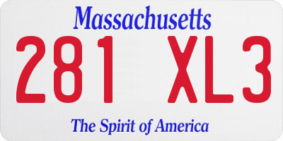 MA license plate 281XL3
