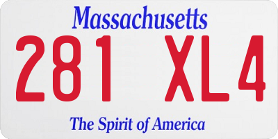 MA license plate 281XL4