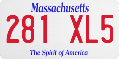 MA license plate 281XL5