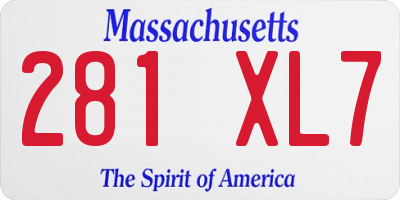 MA license plate 281XL7