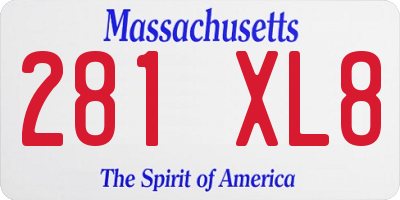 MA license plate 281XL8
