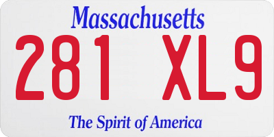 MA license plate 281XL9