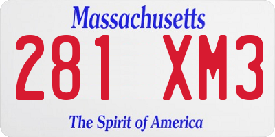 MA license plate 281XM3
