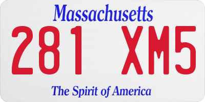 MA license plate 281XM5