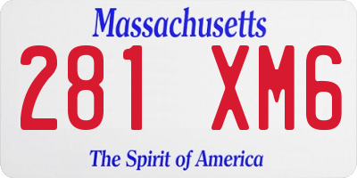 MA license plate 281XM6