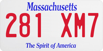 MA license plate 281XM7