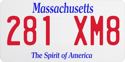 MA license plate 281XM8