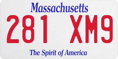 MA license plate 281XM9