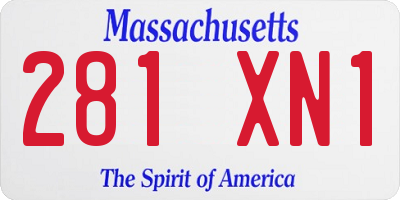 MA license plate 281XN1