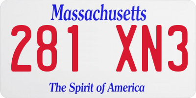 MA license plate 281XN3