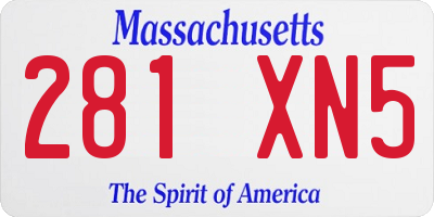MA license plate 281XN5