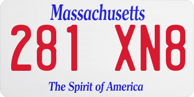 MA license plate 281XN8