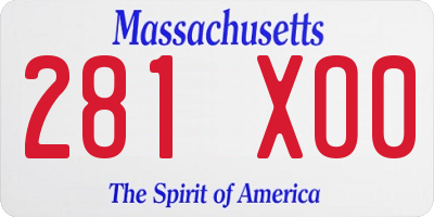 MA license plate 281XO0