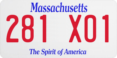 MA license plate 281XO1