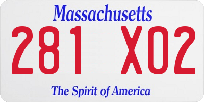 MA license plate 281XO2