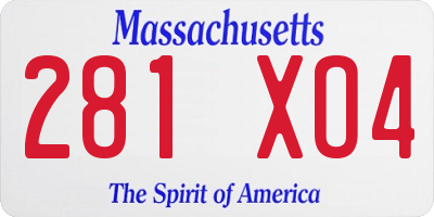 MA license plate 281XO4