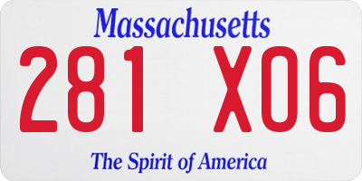 MA license plate 281XO6