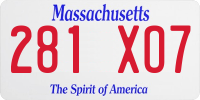 MA license plate 281XO7