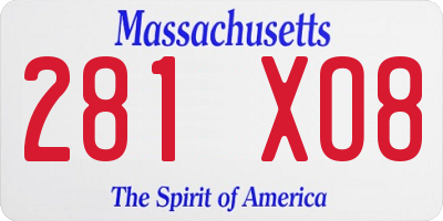 MA license plate 281XO8