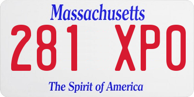 MA license plate 281XP0