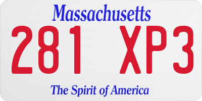 MA license plate 281XP3