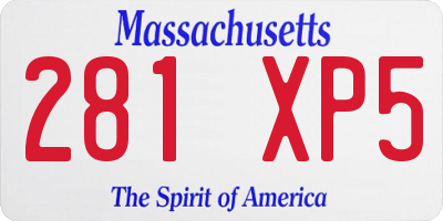 MA license plate 281XP5