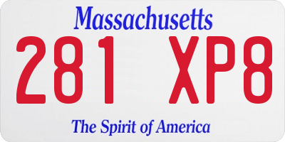 MA license plate 281XP8