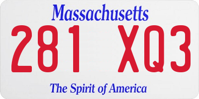 MA license plate 281XQ3