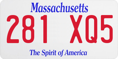 MA license plate 281XQ5