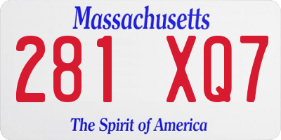 MA license plate 281XQ7